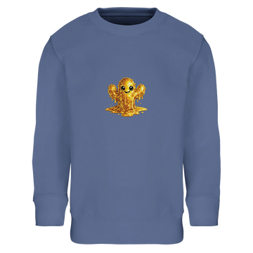Kinder-Pullover aus recyceltem Mischgewebe mit Goldene Liquid Buddies Motiv
